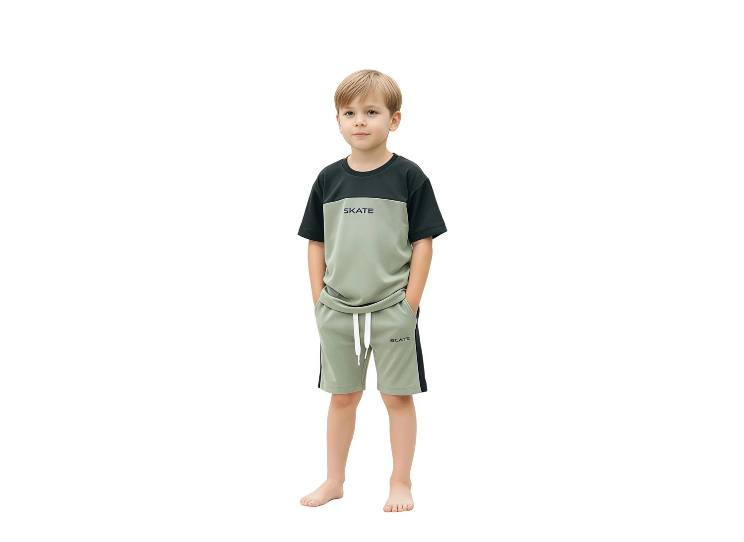 Boys' SKATE Print T-Shirt and Shorts Set - Green