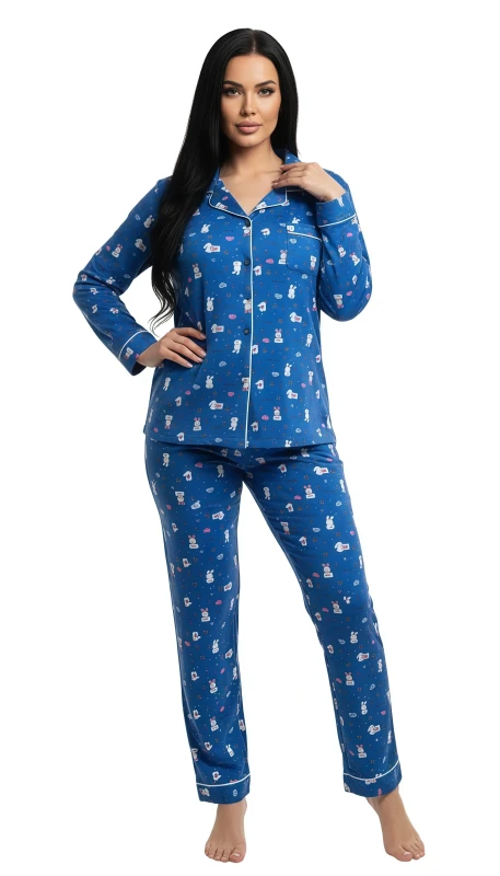 Women's Soft Slumber Bunny Print Pajama - Blue