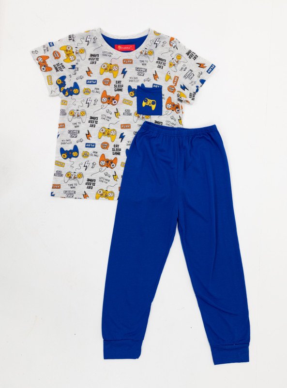 Boys' Game-Themed Pajama Set – Soft & Stylish Sleepwear - Blue