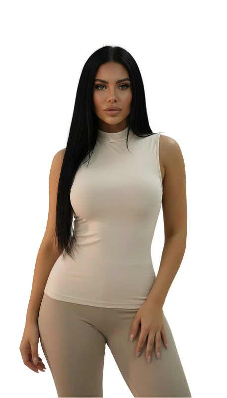 Womens High-Neck Sleeveless Baselayer Top - White