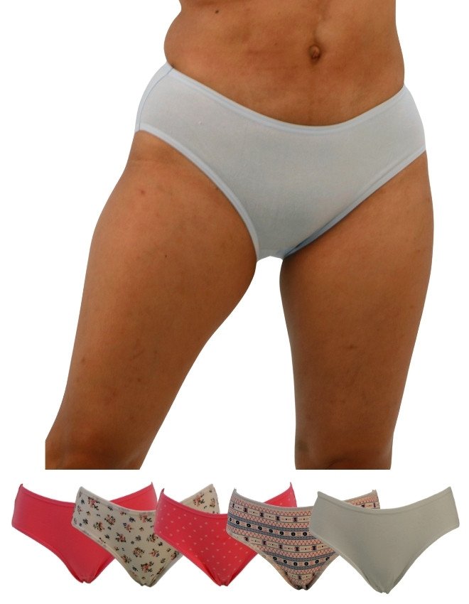 Women's Multiple Design Mid Rise 6-Pack Panties, Multicolor - LightBlue