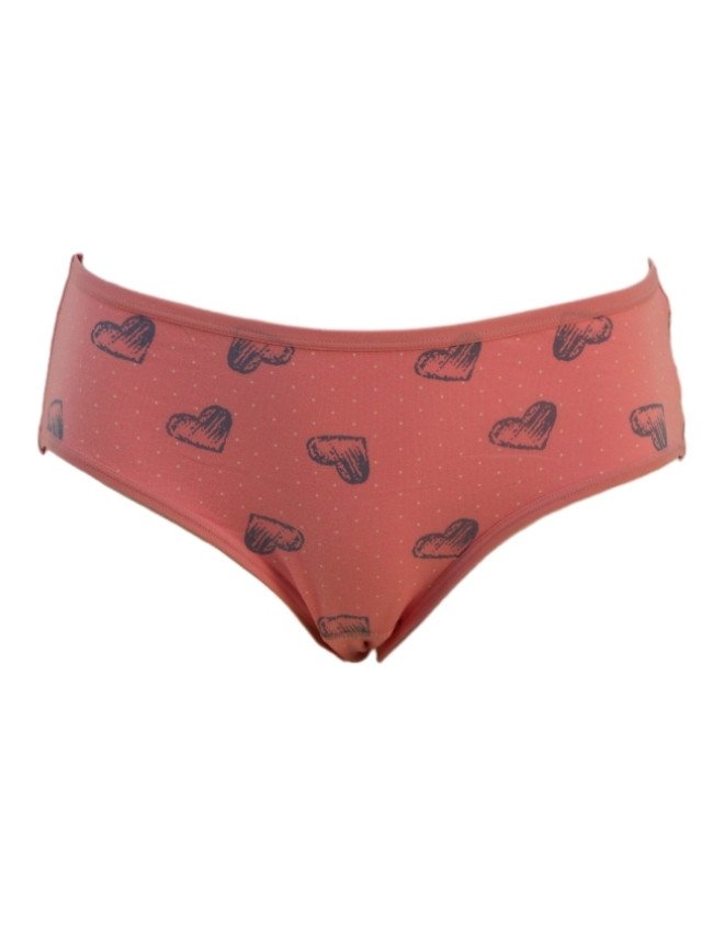 Women's Heart Design Mid Rise 6-Pack Panties, Multicolor - Pink