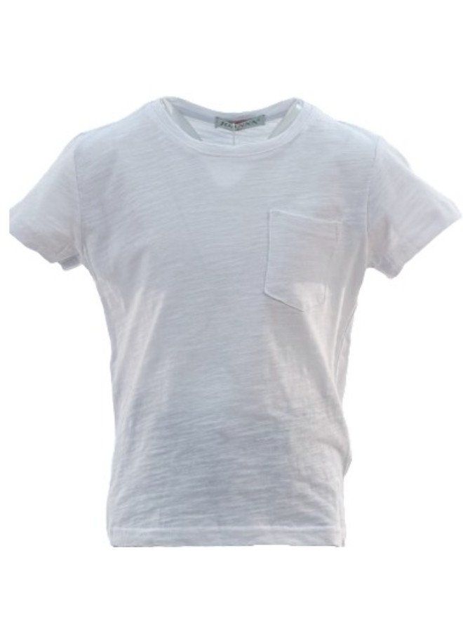 Boy's Crew Neck Pocket Short Sleeve T-Shirt - White