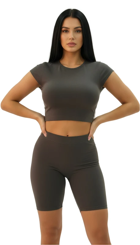 Everyday ComfortFlex Women's Short Sleeve Crop Top - DarkGreen