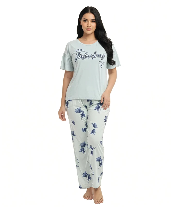 Women's Elegant Blossom Ladies' Pajama Set - LightSeaGreen