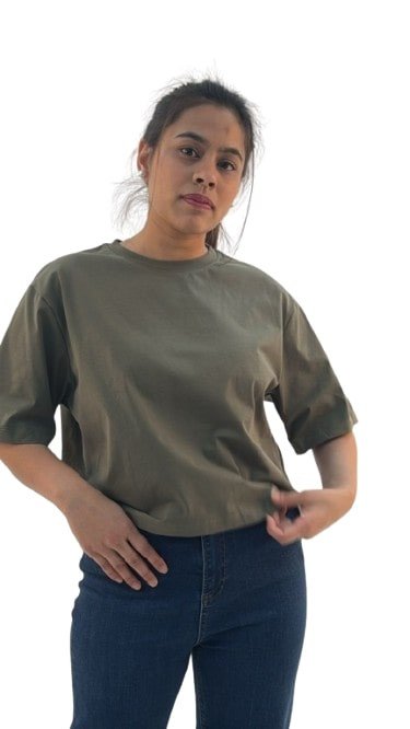 Women's Oversized Crew Neck Short Sleeve T-Shirt - Green
