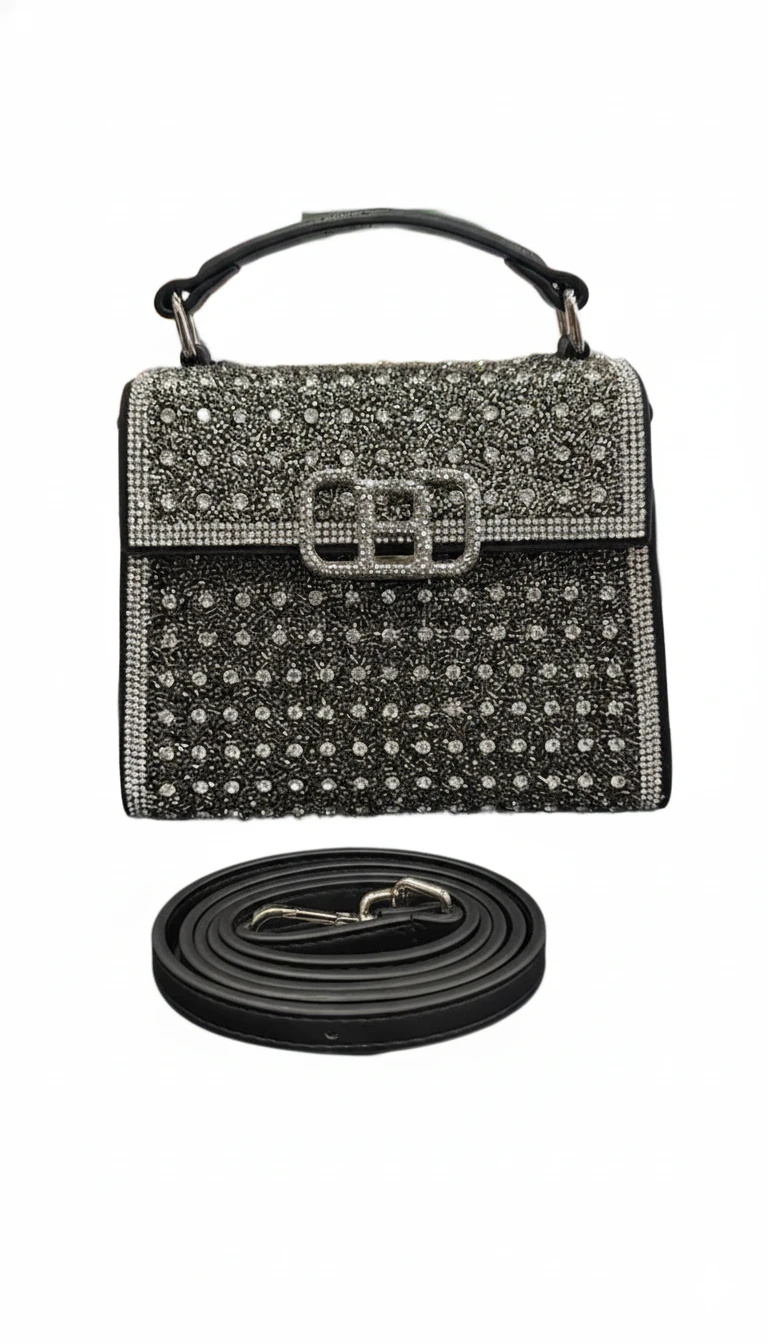 Rhinestone Encrusted Mini-Satchel - Black