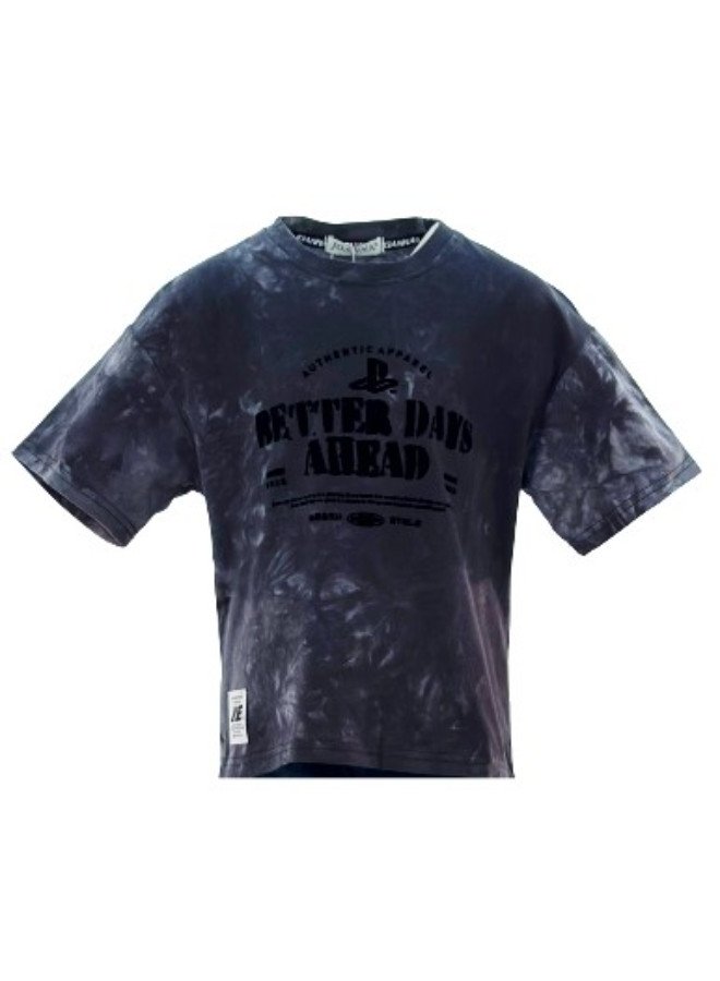 Boy's Better Days Ahead Quotes Round Neck Short Sleeve T-Shirt - Black