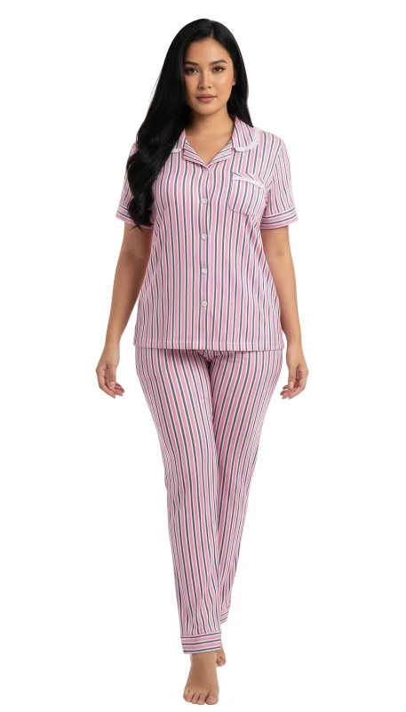 Women's Classic Stripe Serenity Pajama Set - Pink