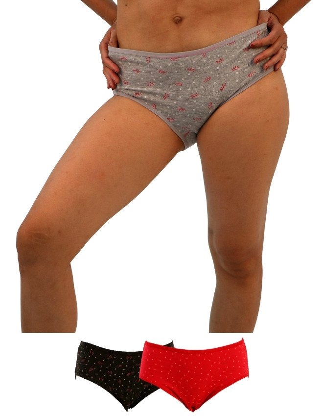 Women's Crown & Dots Design Mid Rise 3-Pack Panties, Multicolor - LightSlateGray