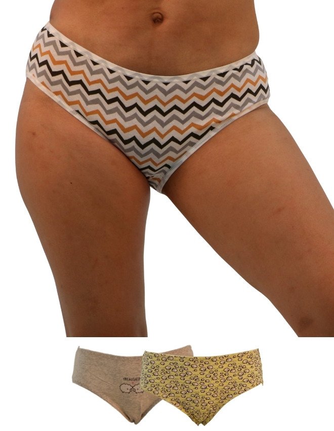 Women's Multiple Design Mid Rise 3-Pack Panties, Multicolor - White