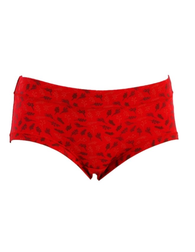 Women's Leaves Design Mid Rise 3-Pack Panties, Multicolor - Red