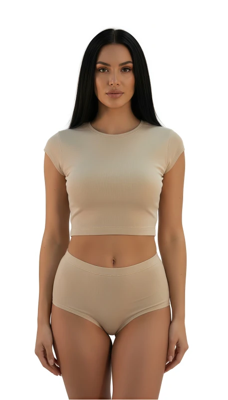 Everyday ComfortFlex Women's Short Sleeve Crop Top - Beige