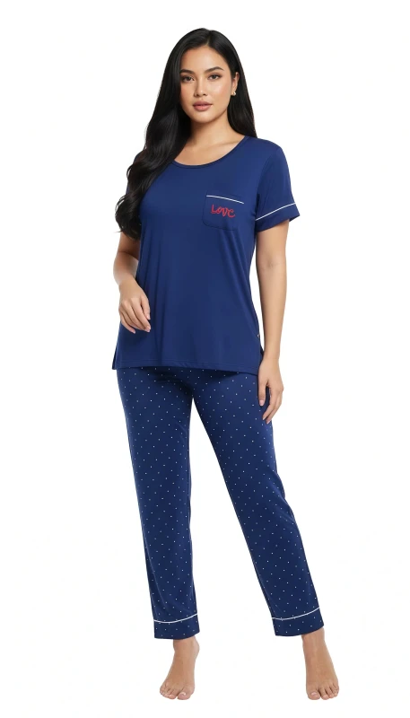 Women's Sweetheart Dot Lounge Set - Blue