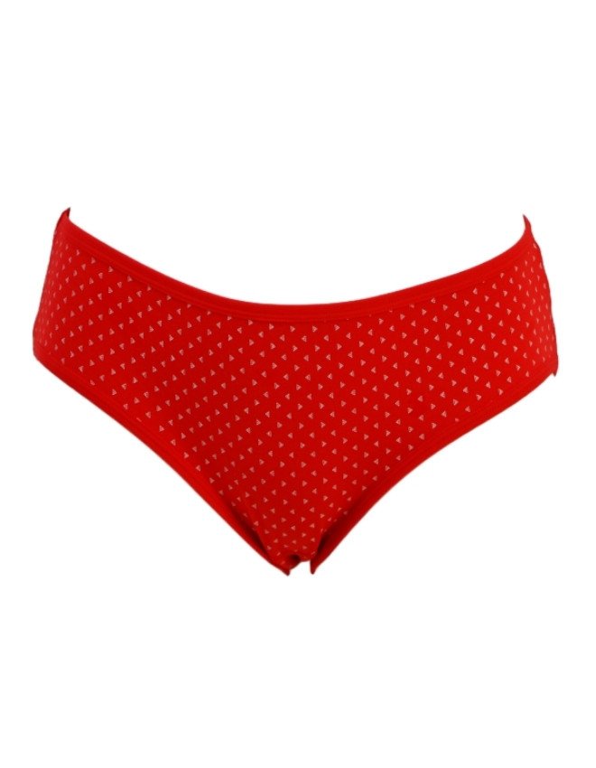 Women's Geometric & Plain Design Mid Rise 6-Pack Panties, Multicolor - OrangeRed