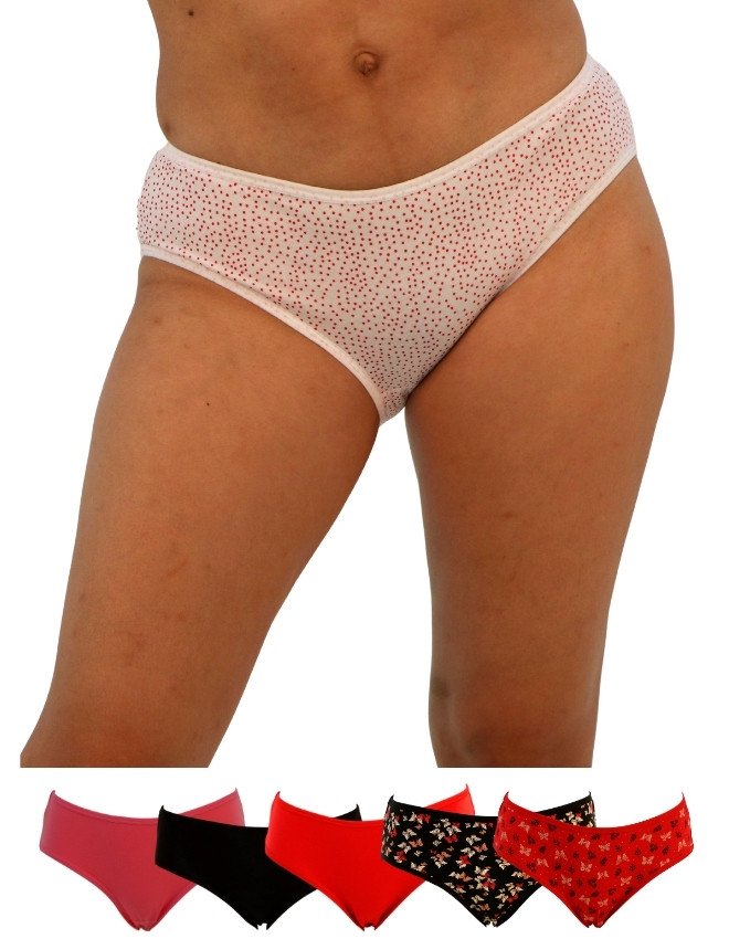 Women's Multiple Design Mid Rise 6-Pack Panties, Multicolor - LightPink