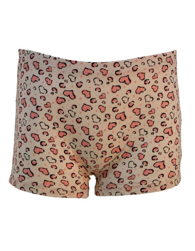 Girl's Love You Print & Heart Design Boyshort 3-Pack Underwear, Multicolor - Beige