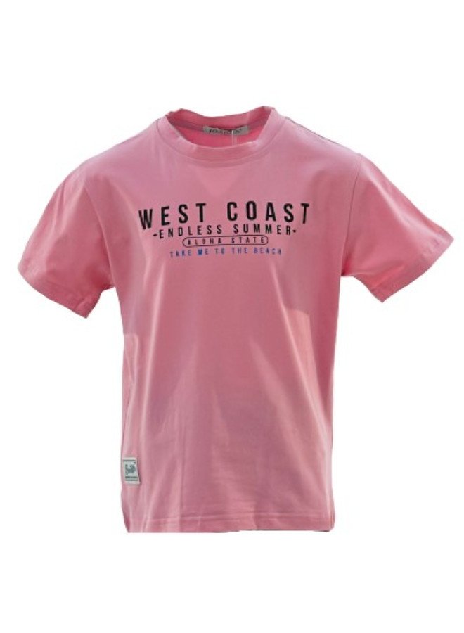 Boy's West Coast Endless Summer Print Round Neck Short Sleeve T-Shirt - Pink