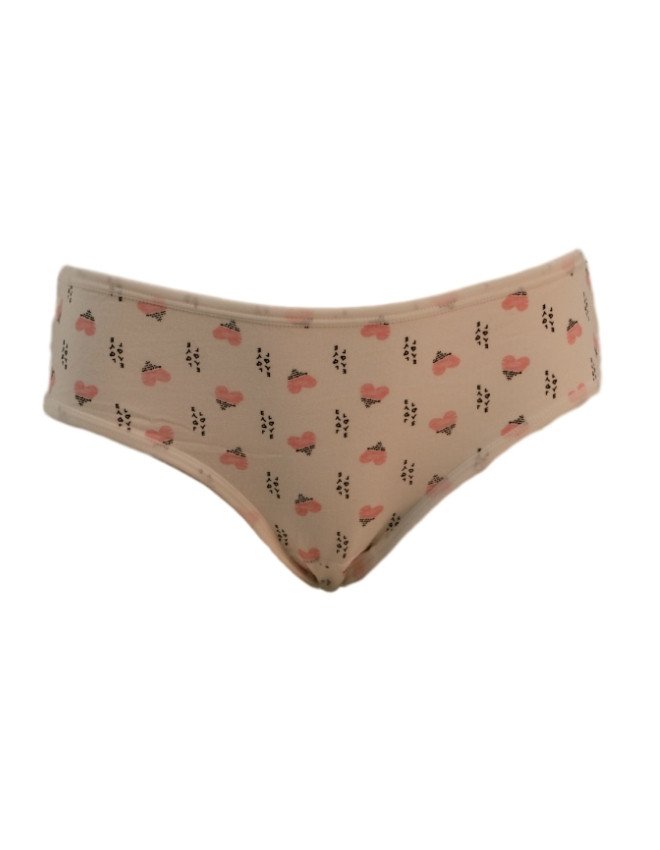 Women's Heart & Butterfly Design Mid Rise 6-Pack Panties, Multicolor - Beige