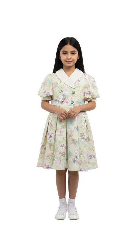 Girls Mint Whisper Dress - YellowGreen