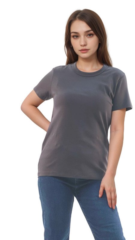Women's Crew Neck Regular Fit Short Sleeve T-Shirt - Gray