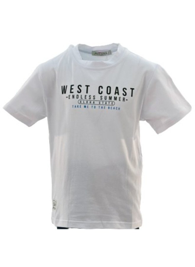 Boy's West Coast Endless Summer Print Round Neck Short Sleeve T-Shirt - White